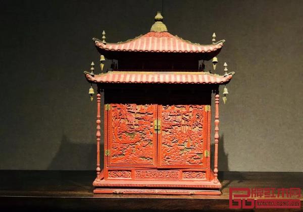 剔红百子图亭式格 剔红百子图亭式格