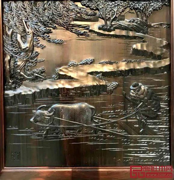 《中华耕织世纪大柜》耕作图中的“耗耨”画面 《中华耕织世纪大柜》耕作图中的“耗耨”画面