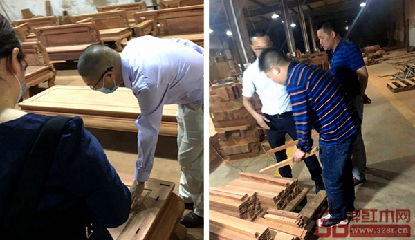 雅仕轩的客户在工厂零距离接触红木家具原貌