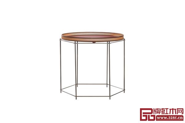 “上下”品牌“清影”系列竹丝镶嵌配不锈钢支架边桌