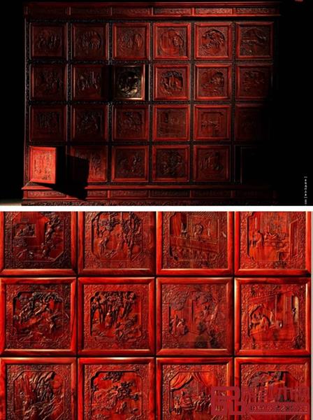 中国木雕艺术大师吴腾飞代表作《二十四孝古董柜》