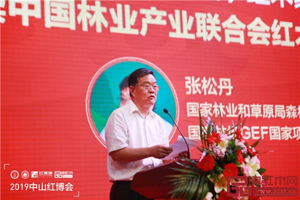 国家林业和草原局森林资源管理司原副司长、国有林场GEF国家项目执行办公室技术顾问张松丹宣读《关于同意设立中国林业产业联合会红木产业分会的决定》批文 国家林业和草原局森林资源管理司原副司长、国有林场GEF国家项目执行办公室技术顾问张松丹宣读《关于同意设立中国林业产业联合会红木产业分会的决定》批文