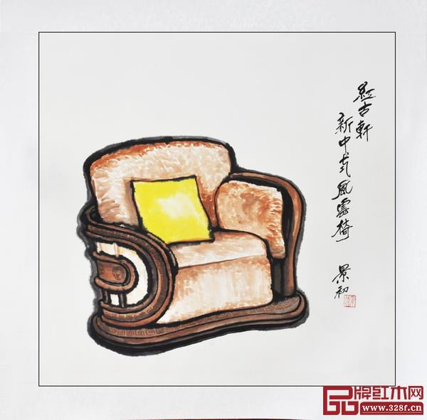 胡景初新中式家具书画作品——中山红古轩《风云椅》