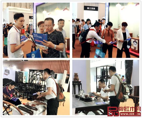 组委会团队干事与全国客商面对面接触，介绍2018中国（中山）新中式红木家具展