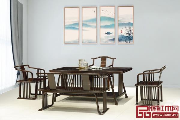 林木轩柬埔寨黑酸枝——《雅韵茶台6件套》 林木轩柬埔寨黑酸枝——《雅韵茶台6件套》