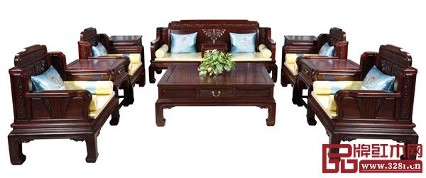 恒达木业柬埔寨黑酸枝——水墨山水6号沙发