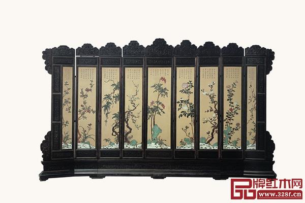 紫檀百宝嵌大围屏 紫檀百宝嵌大围屏