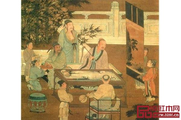 宋畫里出現(xiàn)諸多不同功能的家具（《十八學(xué)士圖·觀畫》）