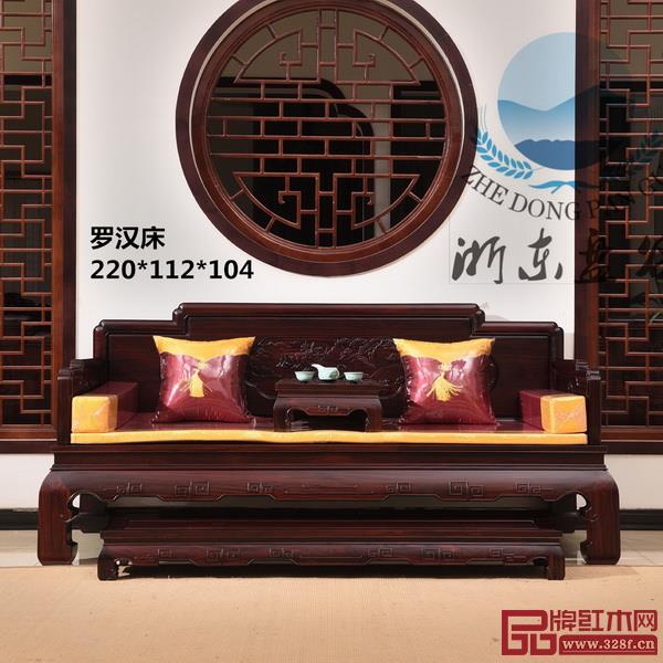 盘谷红木阔叶黄檀罗汉床 盘谷红木阔叶黄檀罗汉床