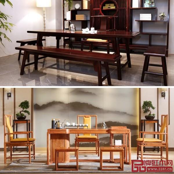 无论是古典韵味还是新式简约的茶台，你都可以在“当代红木茶台汇萃展”上见到