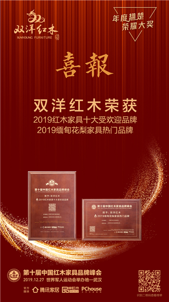 双洋红木第九次蝉联“2019红木家具十大受欢迎品牌”、还成功荣获首次设立的“2019 缅甸花梨家具热门品牌”荣誉.jpg 双洋红木第九次蝉联“2019红木家具十大受欢迎品牌”、还成功荣获首次设立的“2019 缅甸花梨家具热门品牌”荣誉.jpg