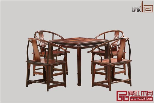 波记家具：老挝大红酸枝休闲椅5件套