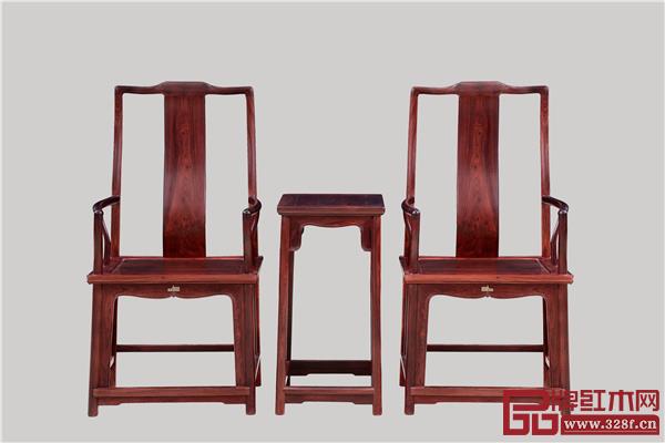 波记家具:印度小叶紫檀南官帽椅3件套