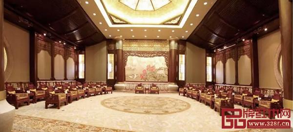 中信红木经典工程代表——无锡灵山梵宫会客厅
