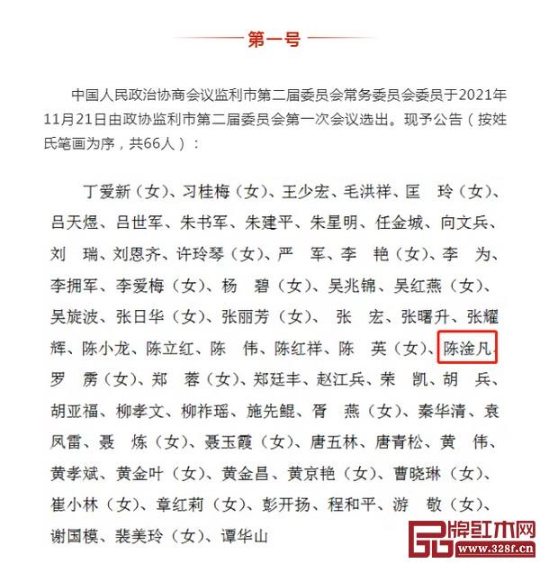 陈淦凡当选为政协监利市第二届委员会常务委员