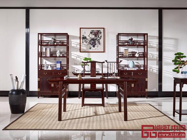 巧夺天工红木·瓜棱腿云纹画案