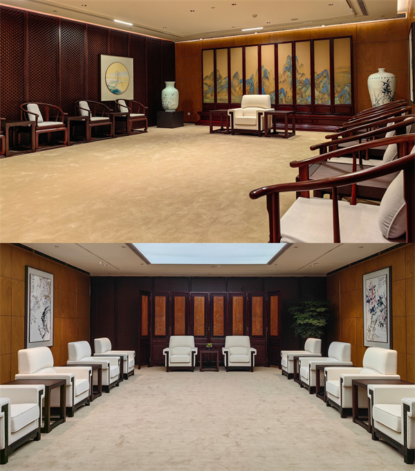 明堂家居为杭州亚运会的外宾接待室提供精品红木家具 明堂家居为杭州亚运会的外宾接待室提供精品红木家具