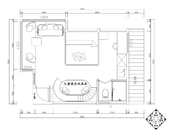 【亲子房小木屋平面图】 【亲子房小木屋平面图】