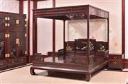 凹凸传奇精品赏析：藏风聚气，焕新古意，大红酸枝百宝嵌架子床!