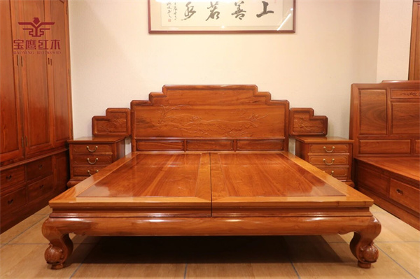缅甸花梨家具品牌家宝红木：一床一梳台，中式精致生活触手可及