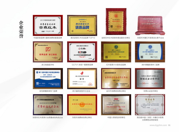 古森红木多次获评“红木家具十大受欢迎品牌”、“阔叶黄檀家具热门品牌”、“绒毛黄檀家具热门品牌”等权威荣誉 古森红木多次获评“红木家具十大受欢迎品牌”、“阔叶黄檀家具热门品牌”、“绒毛黄檀家具热门品牌”等权威荣誉