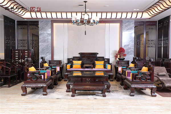 红酸枝家具厂家首选国祥红木：红酸枝沙发，典藏东方，世家风范