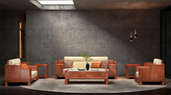 缅甸花梨新中式厂家：越府红木从开料到成品的工艺坚守