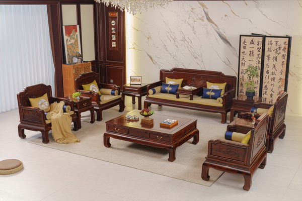 古森红木产品明韵沙发（牡丹孔雀款），兼顾高级感与舒适性